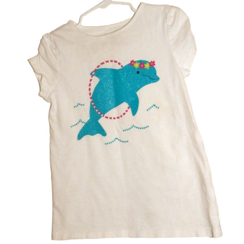 Falls Creek Dolphin Graphic T‑Shirt Toddler Girls 5T White Cotton